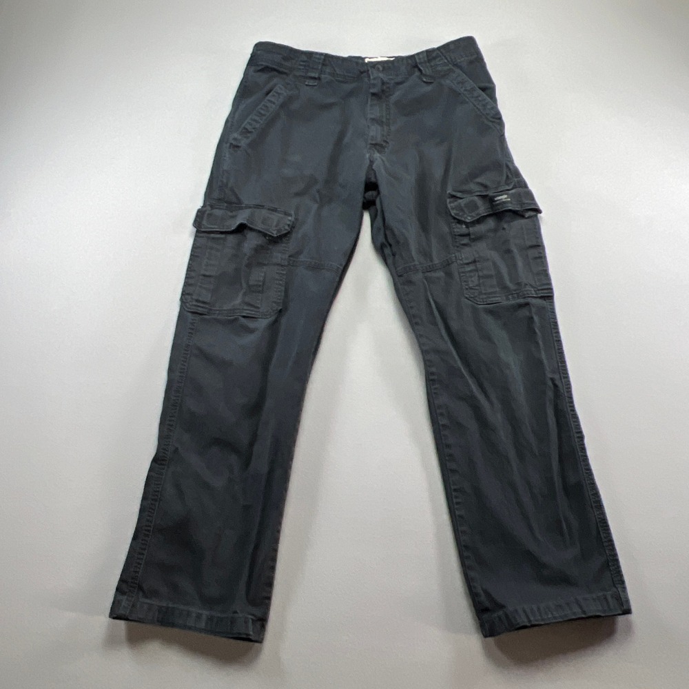 Wrangler Five Star Premium Cargo Pants Mens 32x30 Black Stretch Relaxed Fit